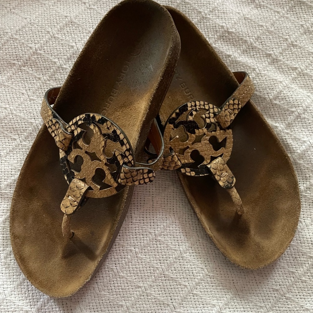 Tory Burch cloud sandals 7.5 brown neutral EUC